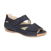 Blå Nubuck Sandal med Velcro Remme
