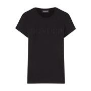 Slim Jersey T-shirt med Rhinestone Logo