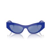 Blå Cat-Eye Solbriller med Sølv Spejlede Linser