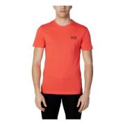 Rød ensfarvet rund hals T-shirt til mænd