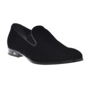 Loafers in black branded fabric