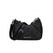 Elegant sort damehåndtaske med sølv lukning