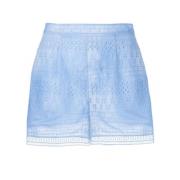 Blå Bomuld Broderie Anglaise Shorts