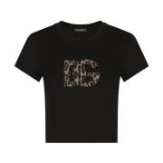 Sort Leopard Logo T-shirt