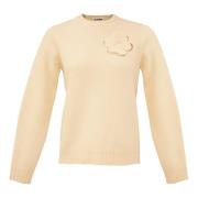 Blomstret Cut-out Vanille Pullover