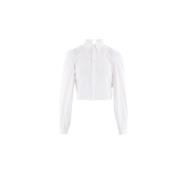 Hvid Cropped Deconstructed Skjorte med Jersey Indsats