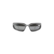 Sølv Oval Solbriller med Spejllinser