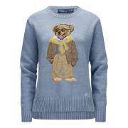 Lyseblå Bear Pullover Sweater