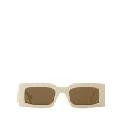 Rektangulære solbriller i elfenben/brun