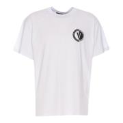 Herre Hvid Crew-neck T-shirt med Kontrasterende Logo
