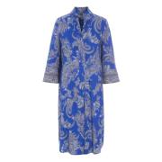 Blå Paisley Kimono-Insprireret Skjortekjole
