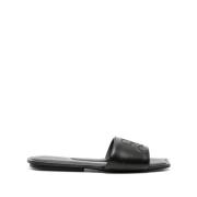 Sorte Læder Slip-On Sandaler