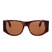 Glamourøse ovale solbriller med Havana-ramme og mørkebrune linser