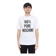 bomulds T-shirt med kontrastprint