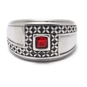 Silver Ring with Red Stone