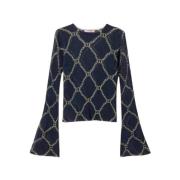 Blå Chain Print Sweaters