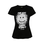 Sort Hjerte Smiley Print T-shirts og Polos