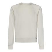 Ivory Ribstrikket Crewneck Sweater