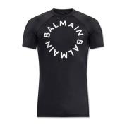 Sort Swim T-shirt med Logo Print
