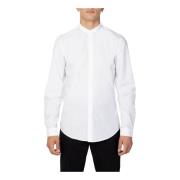 Hvid Button-Up Mandarin Krave Skjorte