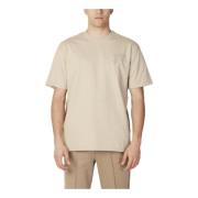 Beige Ensfarvet Kortærmet T-shirt