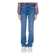 Blå Bomuld Zip Jeans til Kvinder