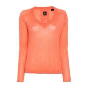 Lys Orange Cashmere V-Hals Sweater