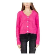 Fuchsia Knappet V-Hals Cardigan