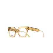 Beige Transparente Cateye Briller med Guld Detaljer