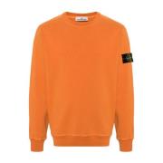 Orange Bomuldssweater med Aftagelig Badge