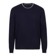 Blå Royale/Hvid Rund Hals Sweater