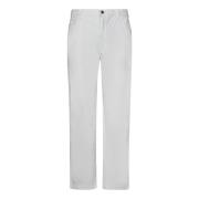 Hvide Jeans med Logo Label og Brede Ben