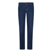 Slim-fit Blå Denim Jeans med Lommetørklæde