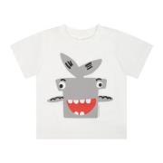 Hvid Bomuld Hammerhead Shark T-Shirt