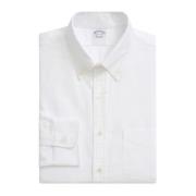 Hvid Regular Fit Non-Iron Bomuld Oxford Skjorte med Button Down Krave