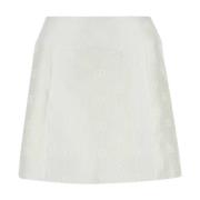 Hvid Jacquard Mini Nederdel
