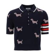 Strikket polo shirt med jacquard Hector mønster