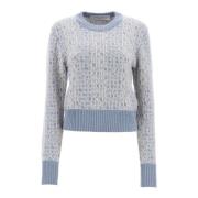 Jacquard Logo Sweater med Ribkanter