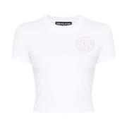 Hvid V-Emblem Logo Print T-shirt