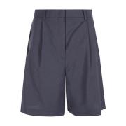 Højtaljede Bermuda-shorts i ren uld