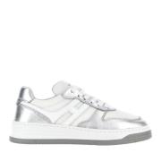 Hvide Metallic Læder Sneakers