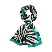 Silketørklæde med Zebra Print og Blå Kanter