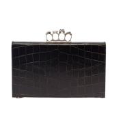 Sort Croco Clutch med Skull Detaljer