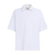 Hvid Oversize Polo Shirt med Logo Patch