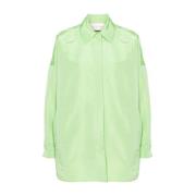 Grøn Silke Faille Skjortejakke