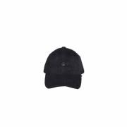 Sort Corduroy Baseball Cap med Logo Broderi