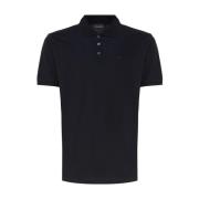 Navy Blue Bomuld Polo T-shirt