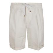 Beige Linen Blend Bermuda Shorts