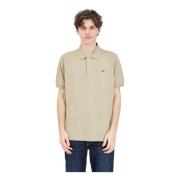 Beige Polo Shirt Krokodille Logo Patch