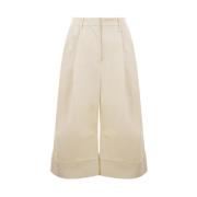 Elfenben Wide Leg Cropped Bukser